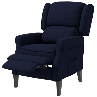 HOMCOM Push Back Recliner Chair, Vibration Massage Recliner for Living Room with Extendable Footrest, Remote, Pocket, Blue