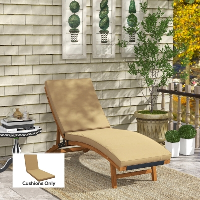 Outsunny 1-Piece Seat Cushion Replacement with Backrest for Lounge, Outdoor Patio Chair Cushions Set with Machine Washable Cover