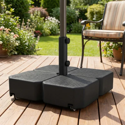 Outsunny Patio Umbrella Base with Wheels, Stand for 1.5"/1.9" Poles, Black