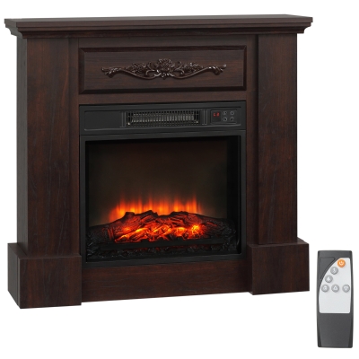HOMCOM 32" Electric Fireplace, Freestanding Heater, White