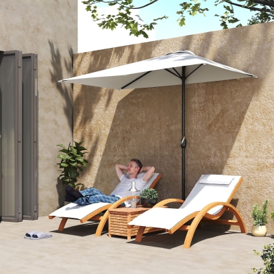 Outsunny 8ft Half Umbrella Outdoor Balcony Parasol Patio Garden Outdoor Window Sun Shade w/ 5 Ribs, Cream White