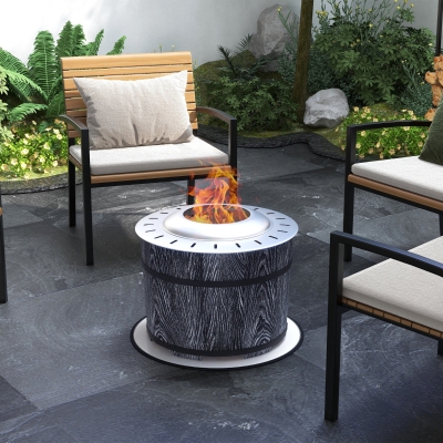Outsunny Smokeless Fire Pit, Portable Camping Bonfire Stove with Mat for Backyard Patio Picnic, Magnesium Oxide, Black