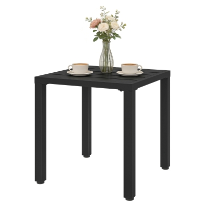Outsunny Metal Outdoor Side Table, 45.5 cm Square Patio Side Table, Small Accent Table for Garden, Poolside, Black