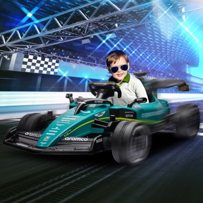 Qaba Aston Martin Licensed 12V Electric Go Kart, Kids Ride on Car with 4 Shock-Absorbing Wheels, Remote Control