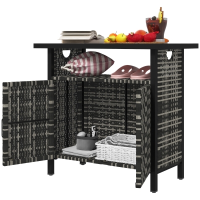 Outdoor Pool Storage Cabinet 35.4" W x 19.7" D x 35.4" H Mixed-Gray