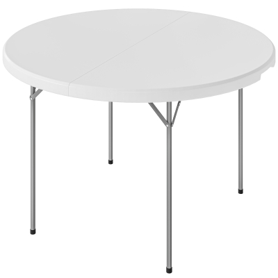 Outsunny 4ft Plastic Folding Picnic Table, Camping Table with Anti-Slip Foot Pads, Indoor Outdoor for Beach, BBQ, White