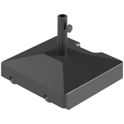 Outsunny Plastic Square Patio Umbrella Base with Wheels Handle, Heavy Duty Outdoor Umbrella Stand Base, Filled Up to 73lb with Stand or 57lb with Water for Garden, Poolside, Black