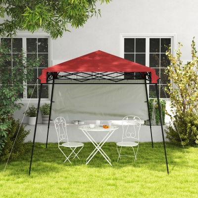 Outsunny 7' x 7' Garden Foldable Pop Up Gazebo Tent with Backpack & Inclined Legs Outdoor Party Canopy, Red & Black