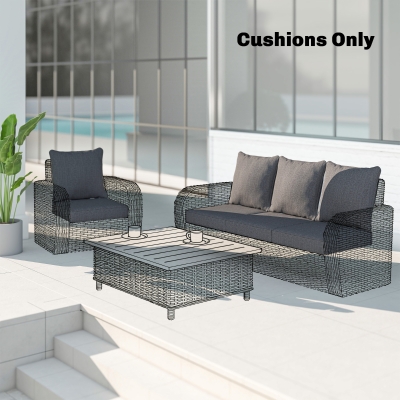 Outsunny Outdoor Chair Cushions Set of 4, Fade Resistant Patio Chair Cushions for Outdoor Furniture, 24" x 24", Grey