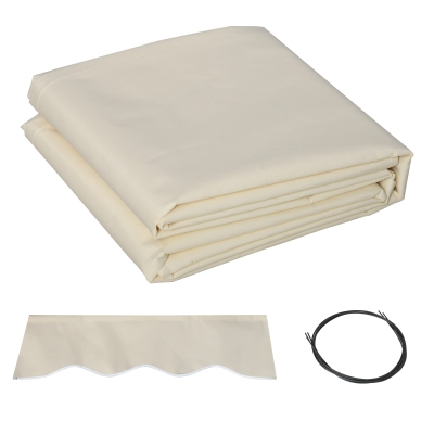 Outsunny 11' x 10' Retractable Awning Fabric Replacement Outdoor Sunshade Canopy Awning Cover, UV Protection, Cream White