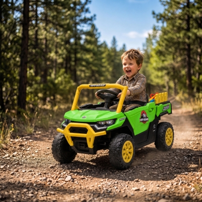 Qaba Kids Ride On Tractor, 12V Electric Tractor with Remote Control, Dual Motors, Music, Cargo Bed, Rear Suspension, Green