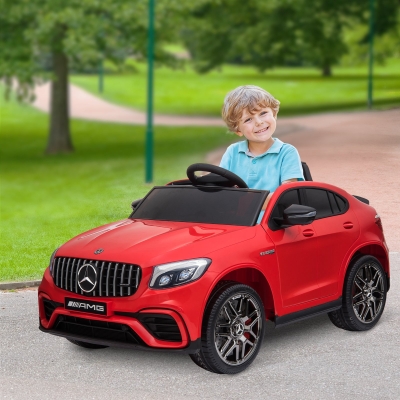 Aosom 12V/7AH Kids Ride on Car, Mercedes Benz AMG GLC63S Coupe, Electric Car with Remote Control, Handle, 2 Speed, with Music, Electric Light, Easy to Move, Red