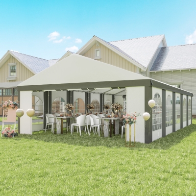 Outsunny 20'x33' Heavy Duty Large Party Tent & Carport with Removable Sidewalls, Portable Garage Canopy Tent, Grey