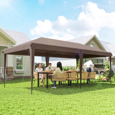 Outsunny 10' x 20' Outdoor Pop Up Canopy Tent Party Tent Instant Shelter W/ Carrying Bag, Coffee