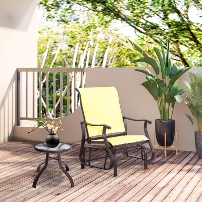 Outsunny Outdoor Glider Chair, Patio Glider with Steel Frame and Mesh Fabric, Outdoor Chair for Backyard, Garden, Porch, Beige