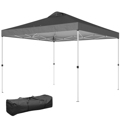 Outsunny Pop Up Canopy Waterproof Canopy Tent with Carrying Bag for Parties Garden BBQs 9.8' x 9.8', Dark Grey