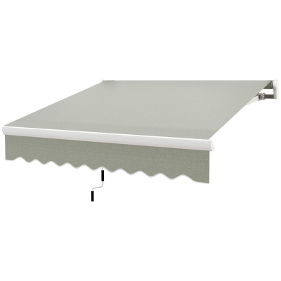 Outsunny 8'x7' Patio Awning Manual Retractable Sun Shade Outdoor Deck Canopy Shelter, Light Grey