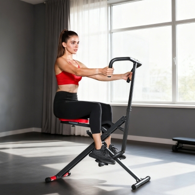 Soozier Foldable Squat Machine for Home Gym, Glute Workout Equipment for Arm, Leg and Glute Training, Red