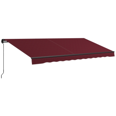 Outsunny 15' x 10' Retractable Awning, 280gsm UV Resistant Sunshade Shelter, for Deck, Balcony, Yard, Wine Red