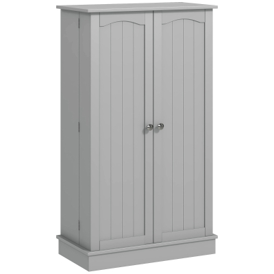 HOMCOM 41" Storage Cabinet, 2-Door Kitchen Pantry Cabinet with 5-tier Shelving, 12 Spice Racks and Adjustable Shelves, Grey