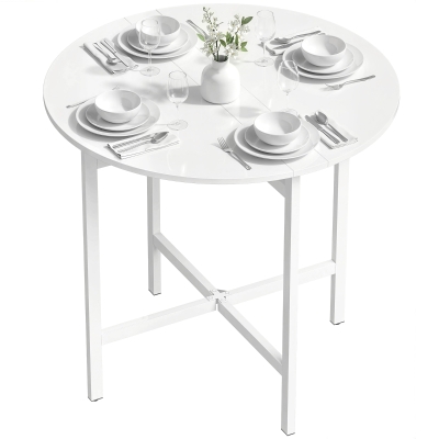 HOMCOM Drop Leaf Table, Folding Dining Table for Small Spaces 80 cm, White