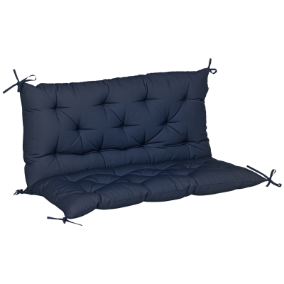 Outsunny Porch Swing Cushion Garden Bench Cushion with Backrest, Non-Slip 2-seater Soft Pad, Swing Chair Mat Replacement for Indoor and Outdoor, 39.4" x 38.6", Dark Blue