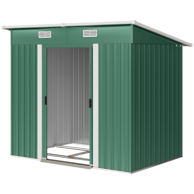 Outsunny 7'x 4' Metal Patio Storage Shed Garden Lockable Shed Tool Utility Storage Unit, Green