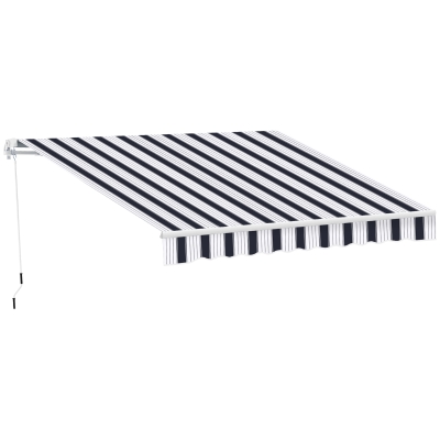 Outsunny 8' x 7' Retractable Awning, Patio Awnings, Sunshade Shelter with 280 g/m² UV & Water-Resistant Fabric and Aluminum Frame for Deck, Balcony, Yard, Blue and White