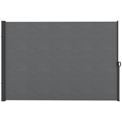 Outsunny 118" x 79"  Outdoor Folding Privacy Screen Retractable Side Awning Patio with Resistance to UV Rays and Wind Light Grey