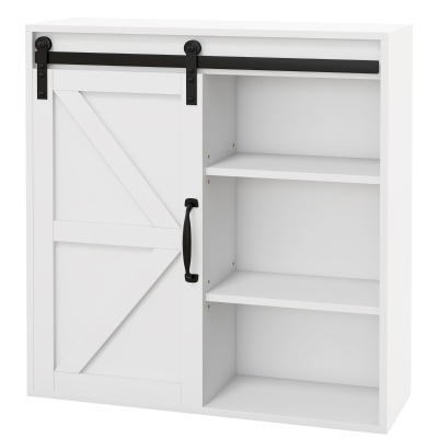kleankin Bathroom Medicine Cabinet, Wall Cabinet with Sliding Door and Adjustable Shelf, 22.8" x 7.8" x 24.4", White