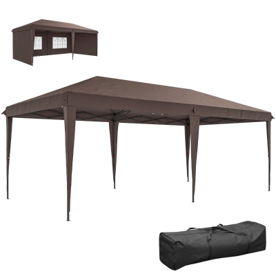 Outsunny 10' x 20' Outdoor Pop Up Canopy Tent Party Tent Instant Shelter W/ Carrying Bag, Coffee