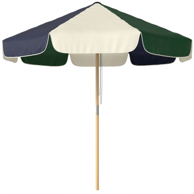 Outsunny 7.4 ft Patio Umbrella with Wood-Effect Frame, Colour-Blocked UPF 30+ Outdoor Market Table Umbrella Parasol, Dark Green