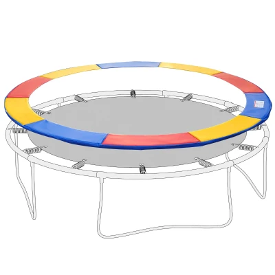HOMCOM ⌀8ft Trampoline Pad ⌀96" Spring Safety Replacement Gym Bounce Jump Cover EPE Foam, No Holes for Pole, Colorful