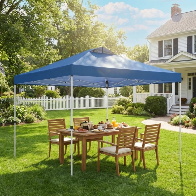 Outsunny Pop Up Canopy Waterproof Canopy Tent with Carrying Bag for Parties Garden BBQs 9.8' x 9.8', Blue