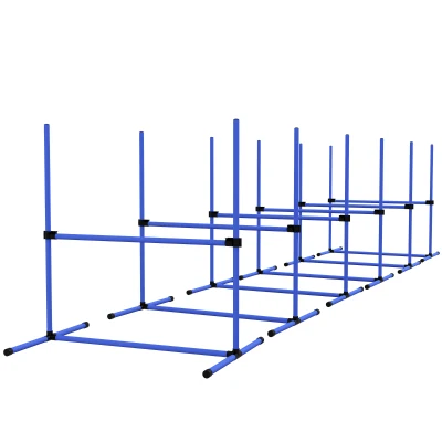 PawHut Set of 6 Dog Agility Training Equipment Adjustable Jump Bar Pet Exercise Kit with Carrying Bag (Blue)