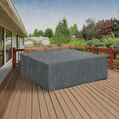 Outsunny Patio Furniture Covers Waterproof for Lounge Chair Set, 600D Heavy Duty Oxford Patio Cover, 80.7" x 75.6" x 24", Grey