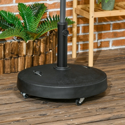 Outsunny Patio Umbrella Stand with Wheels and Handles, 55lb Heavy Duty Market Umbrella Base for Outdoor, Garden, Backyard, Black