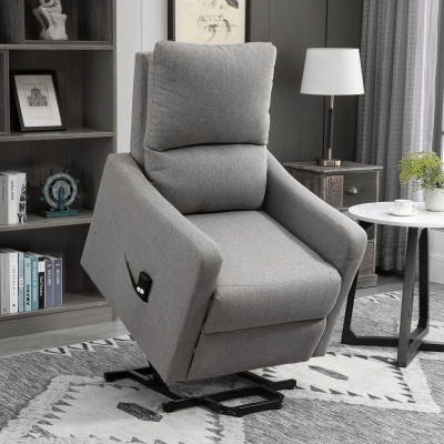 HOMCOM Electric Lift Recliner Chair Rising Power Chaise Lounge Fabric Sofa with Remote Control & Side Pocket for Living Room