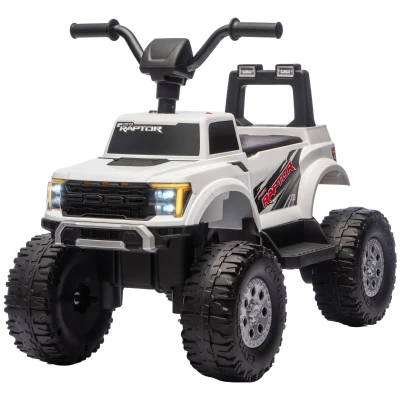 Qaba 12V Kids Ride on Truck Car, Licensed Ford F-150 Electric Car for Kids with Headlight, Horn, for Ages 2-5, White