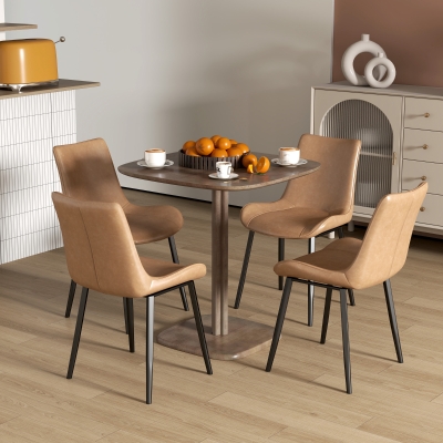 HOMCOM Dining Table for 4 People - Modern Kitchen Table with Wood-Effect Top, 27.6" x 27.6", Dark Brown