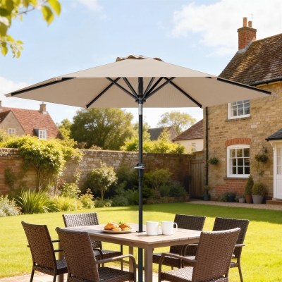 Outsunny Patio Sun Umbrella, Outdoor Parasol with 6 Ribs, Khaki