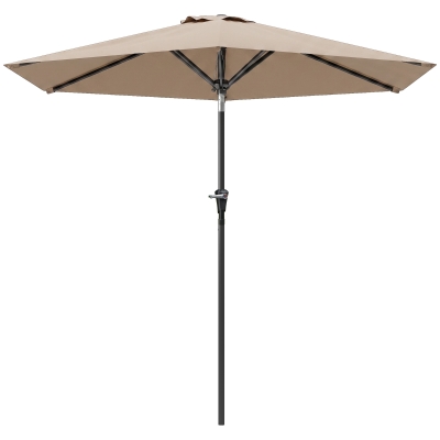 Outsunny Patio Sun Umbrella, Outdoor Parasol with 6 Ribs, Khaki