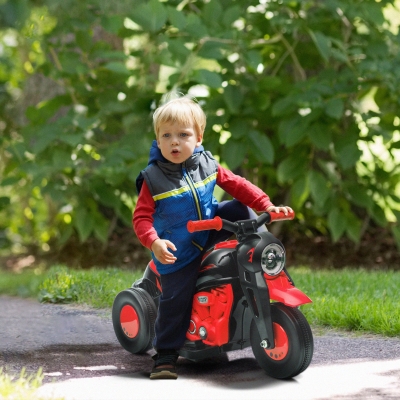 Qaba Electric Motorcycle for Kids, 6V Ride on Bubble Car with LED Headlight, Music, Pedal, for 2-5 Years Black