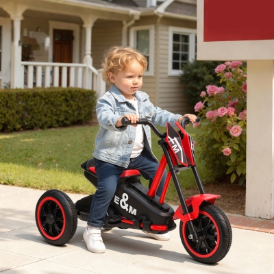 Qaba Kids Tricycle, Toddler Trike with Pedal for Indoor Outdoor Use, 3 Wheel Trike for Ages 18-36 Months Boys Girls, Red