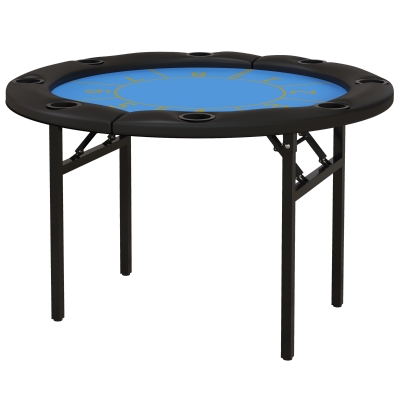 Soozier Foldable Poker Table Blackjack Texas Holdem Poker Game Table with Cup Holders, 47" Round, Black