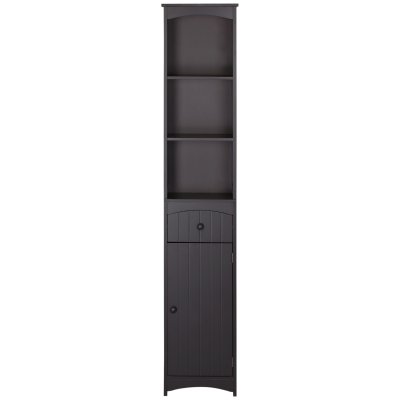 HOMCOM Tall Bathroom Cabinet Storage Organizer, Linen Tower with Shelves and Drawer