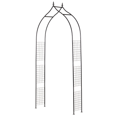 Outsunny 8FT Metal Garden Arch, Decorative Arbor Trellis for Climbing Plants, Wedding, Party, Event, Holiday, Black