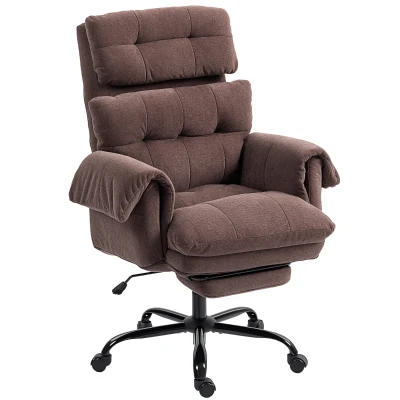HOMCOM Reclining Executive Computer Desk Chair, Ergonomic Office Chair with Footrest and Thickly Padded, Coffee