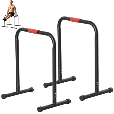 Soozier Set of 2 Dip Bar, Dip Station Push Up Station for Full Body Strength Training Home Gym Black