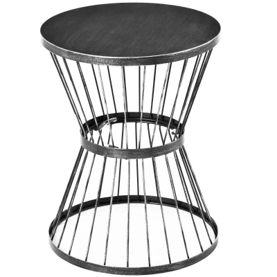 Outsunny 16" Steel Patio Side Table, Garden End Table with Hourglass Design, Accent Table for Outdoor and Indoor Use, Black